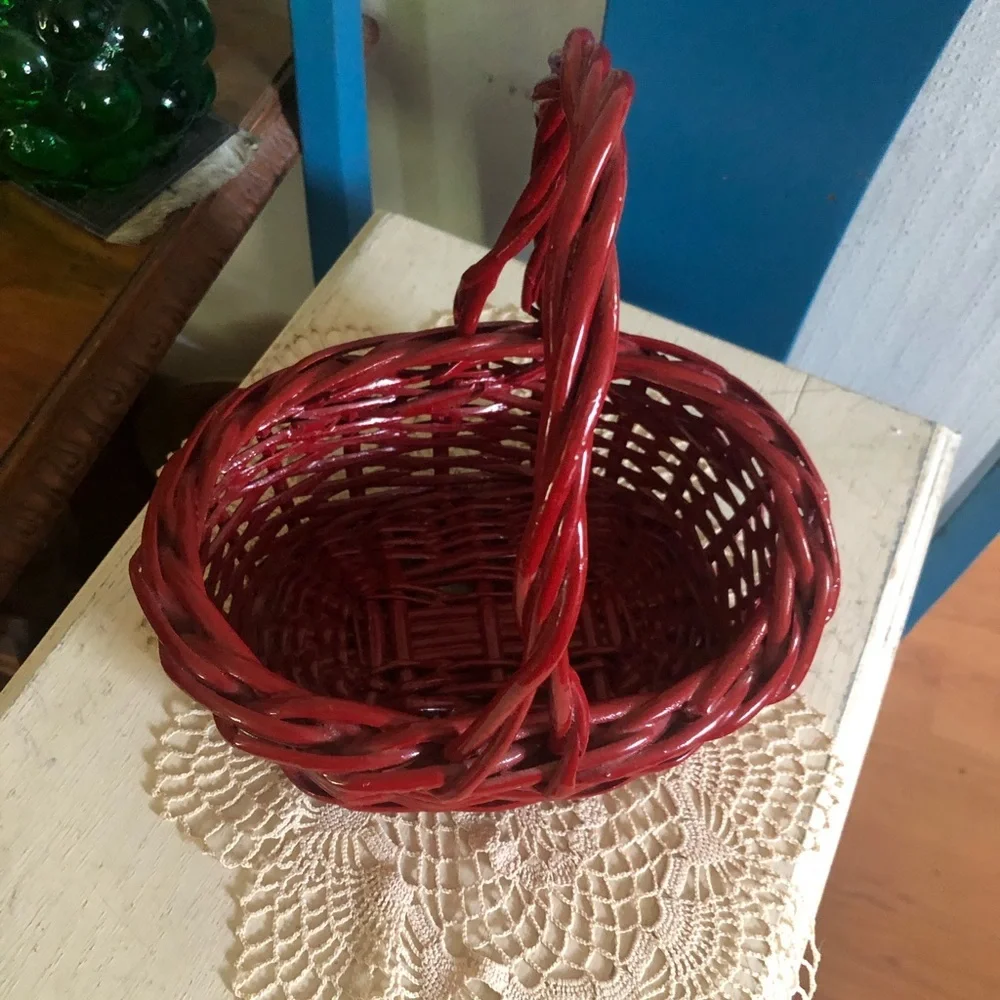 Vintage Red Lacquer Basket